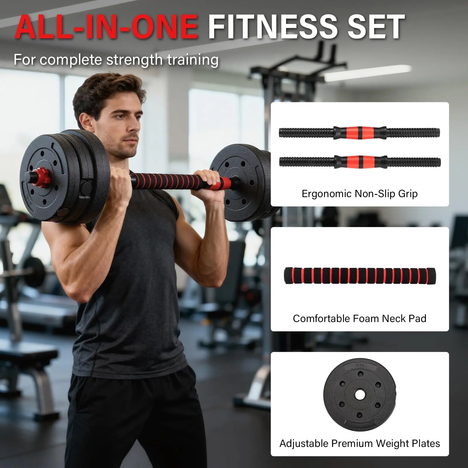 Adjustable Dumbbell & Barbell Set — 6-in-1 Home Gym Weight Set 15KG / 20KG / 30KG