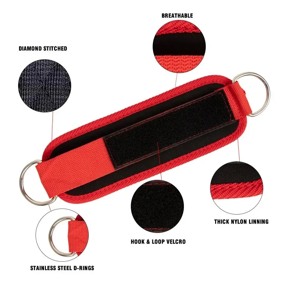 Adjustable Ankle Straps — D-Ring Cuffs for Cable Machine & Leg Workouts