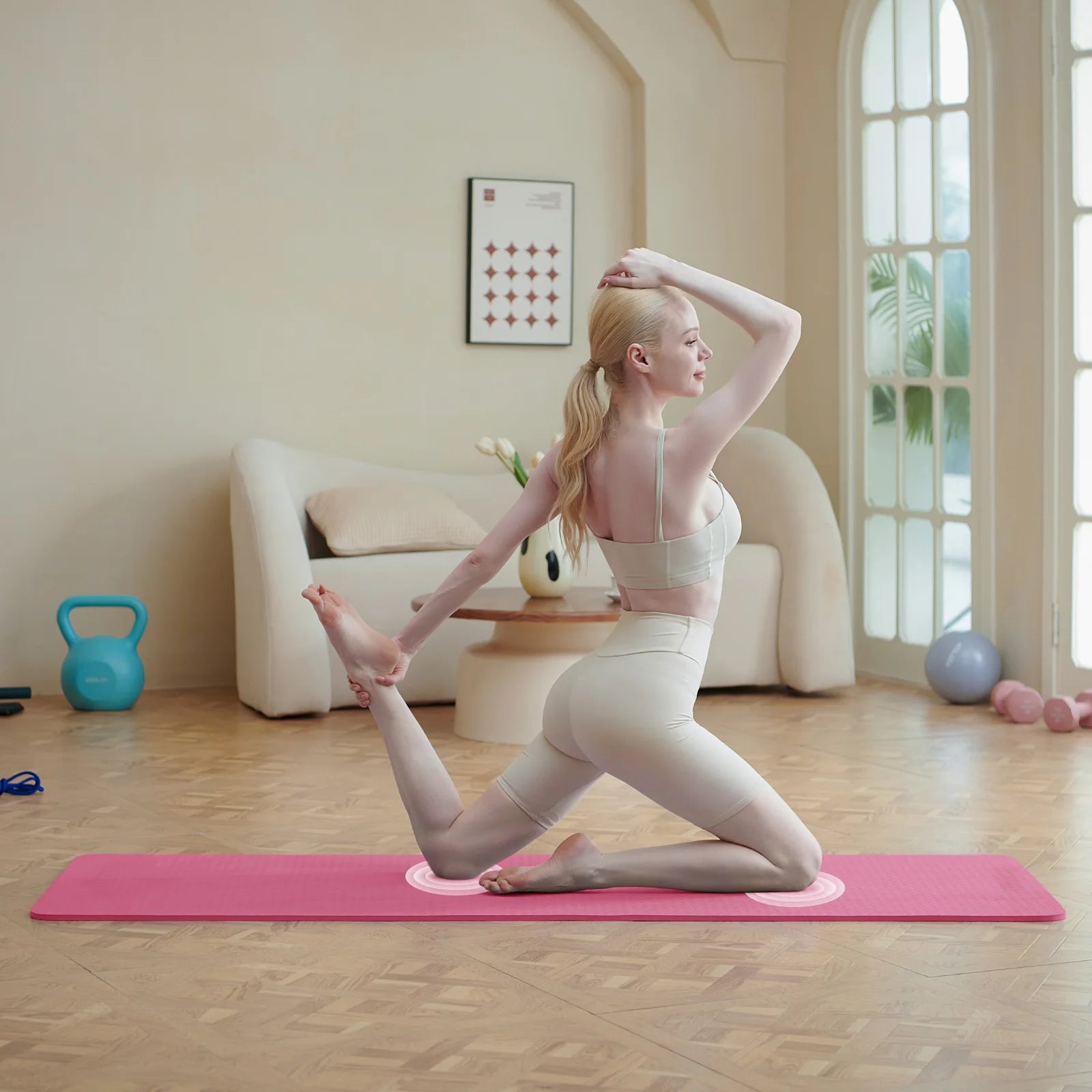 Non-Slip TPE Yoga & Exercise Mat — 6mm Thick with Carry Strap, 183 x 61cm
