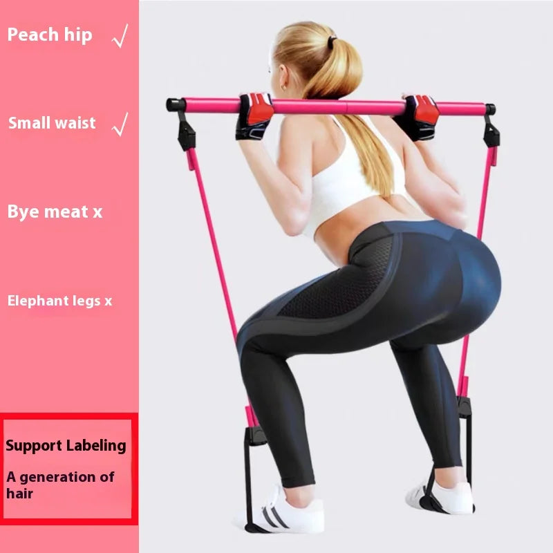 Pilates Stick — Adjustable Fitness Bar with Resistance Bands for Home Workout