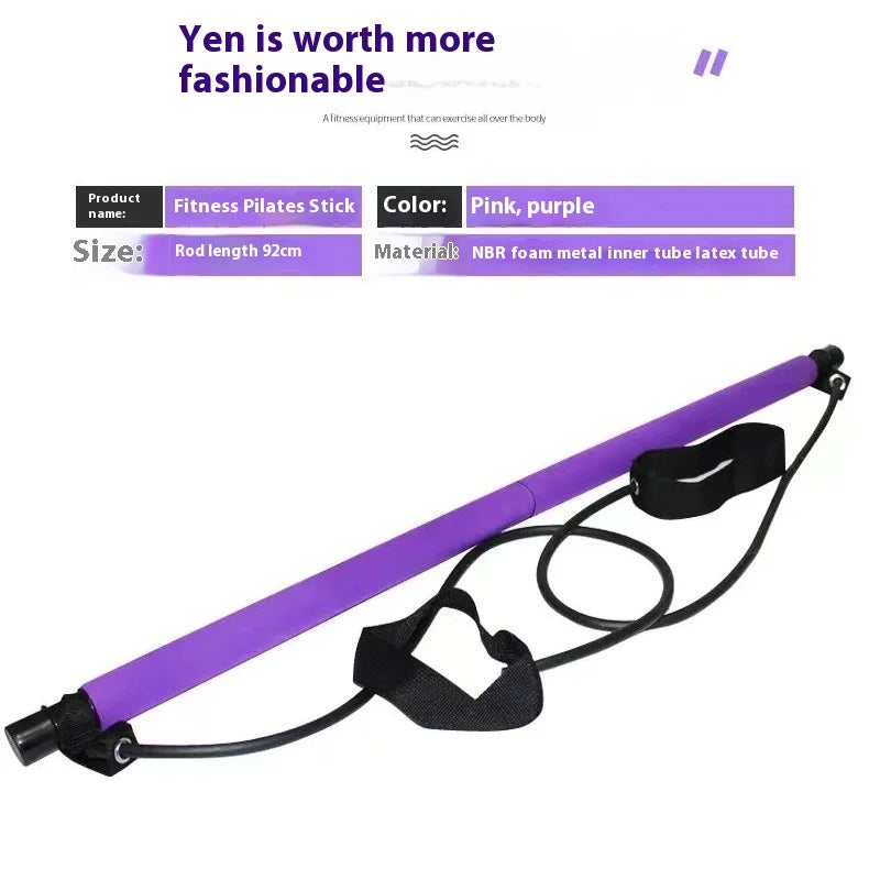 Pilates Stick — Adjustable Fitness Bar with Resistance Bands for Home Workout