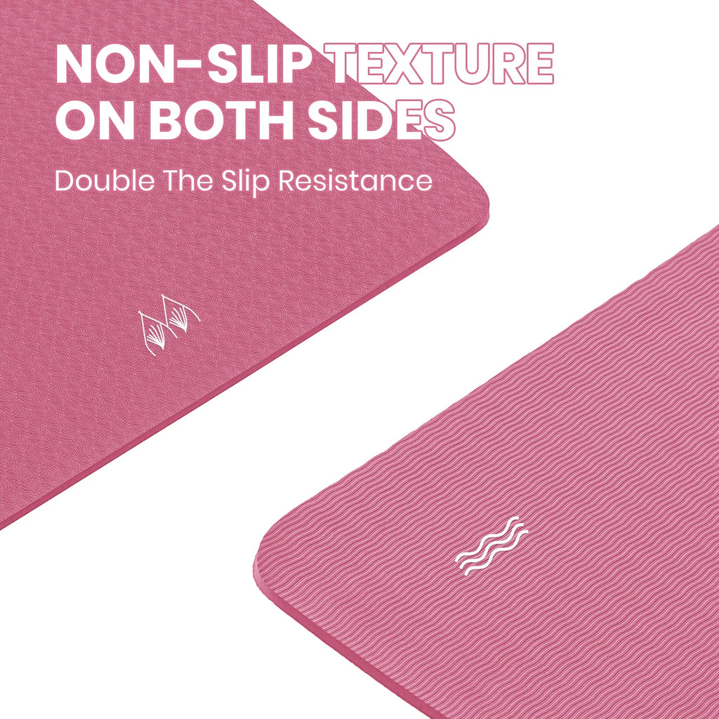 Non-Slip TPE Yoga & Exercise Mat — 6mm Thick with Carry Strap, 183 x 61cm