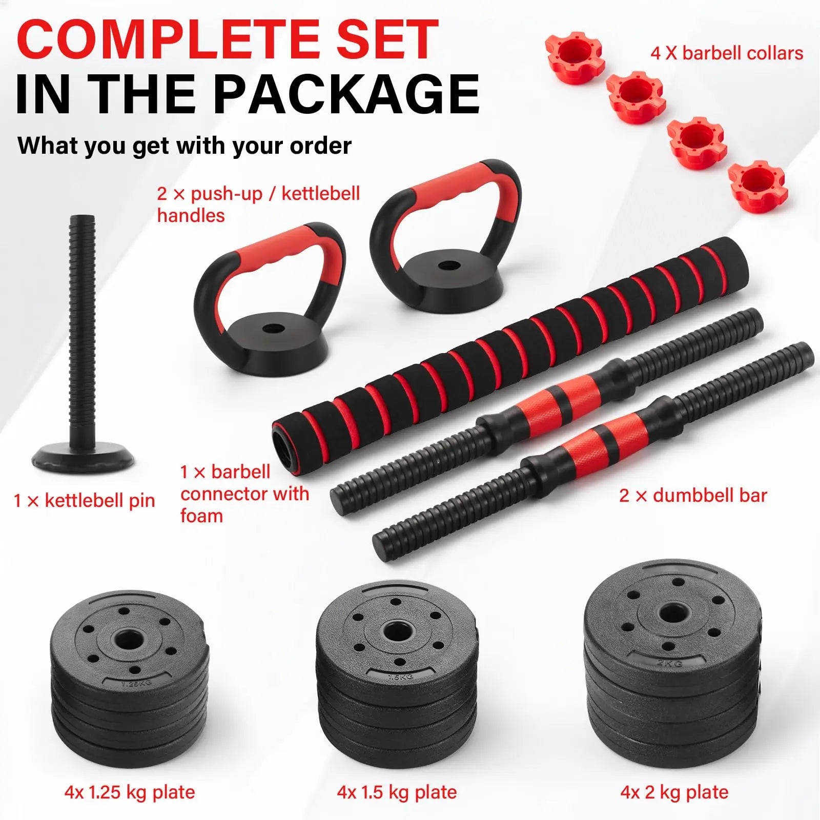 Adjustable Dumbbell & Barbell Set — 6-in-1 Home Gym Weight Set 15KG / 20KG / 30KG