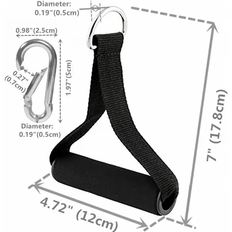 Gym Handle Foam Grips — Extra Wide D-Ring Cable Attachment for Pulling & Lifting