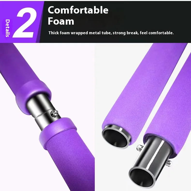 Pilates Stick — Adjustable Fitness Bar with Resistance Bands for Home Workout