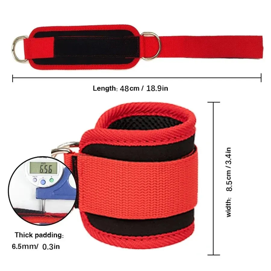 Adjustable Ankle Straps — D-Ring Cuffs for Cable Machine & Leg Workouts