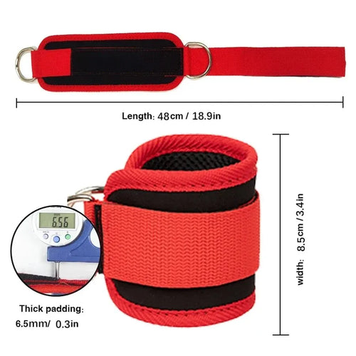 Adjustable Ankle Straps — D-Ring Cuffs for Cable Machine & Leg Workouts