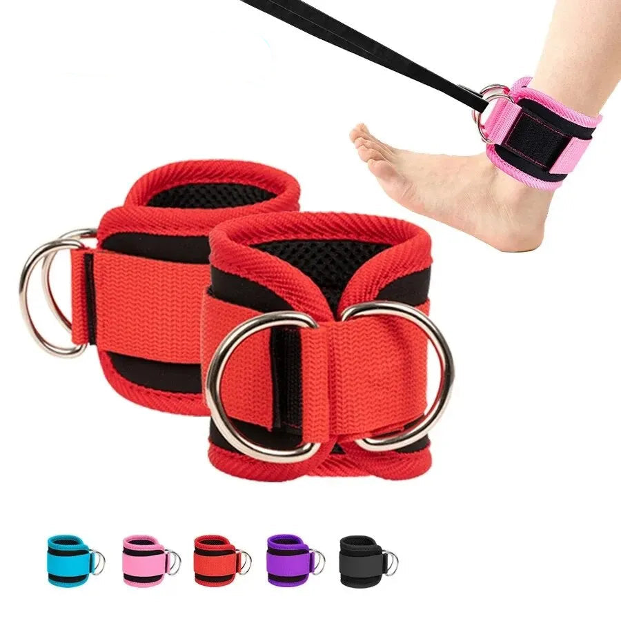 Adjustable Ankle Straps — D-Ring Cuffs for Cable Machine & Leg Workouts
